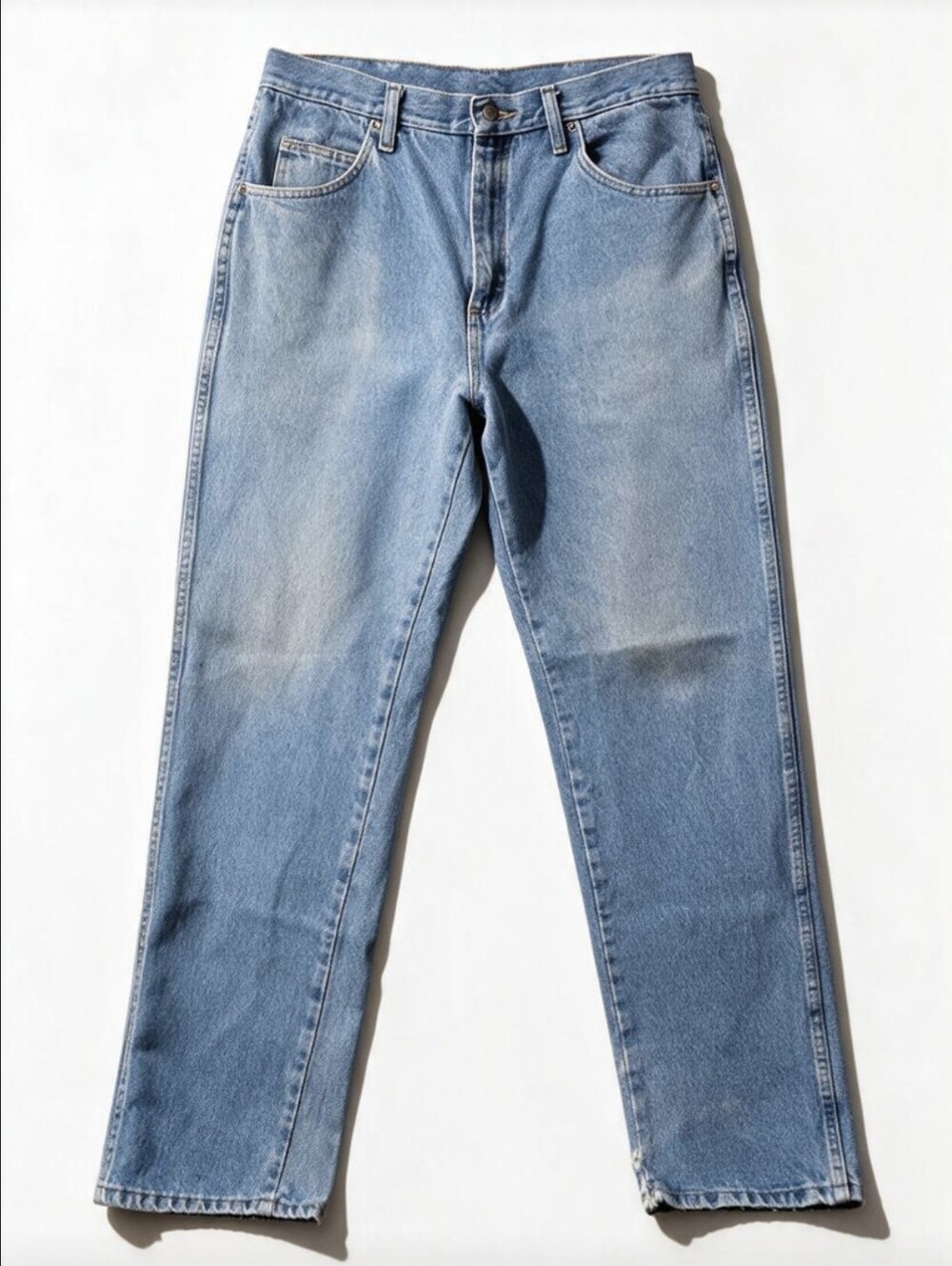 Rustler Mens Regular Fit Blue Denim Jeans Heavy Distressed Workwear 34x34